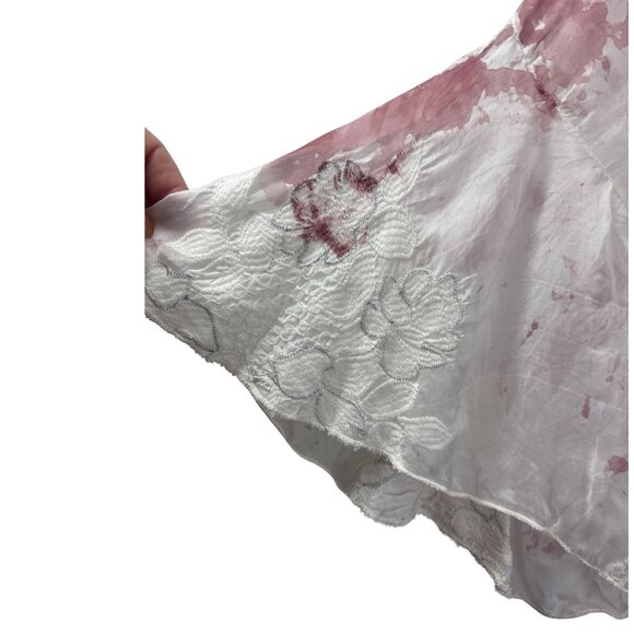 Lola Women's Silk Blend V-Neck 3/4 Sleeve Blouse Crochet Size S White/Rose NWT - Picture 4 of 10